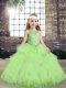 Cute Scoop Sleeveless Tulle Little Girls Pageant Dress Wholesale Lace and Appliques Lace Up