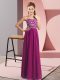 Floor Length Lace Up Evening Wear Fuchsia for Prom and Party with Beading
