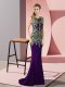 Deluxe Purple Scoop Neckline Appliques Prom Dress Sleeveless Zipper
