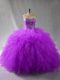 Ball Gowns Quince Ball Gowns Purple Sweetheart Tulle Sleeveless Floor Length Lace Up