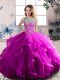 Scoop Sleeveless Lace Up Sweet 16 Quinceanera Dress Purple Tulle