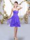 Lavender Chiffon Lace Up Quinceanera Court of Honor Dress Sleeveless Knee Length Ruffles and Ruching