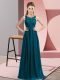 Exceptional Teal Scoop Neckline Beading and Appliques Bridesmaid Dress Sleeveless Zipper