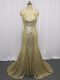 Wonderful Sequined Sleeveless Prom Dresses Brush Train and Sequins