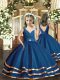 Beauteous Floor Length Backless Pageant Gowns For Girls Navy Blue for Party and Sweet 16 and Wedding Party with Beading