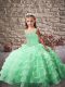 Straps Sleeveless Brush Train Lace Up Girls Pageant Dresses Apple Green Organza