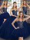 Navy Blue Sweetheart Neckline Beading Quinceanera Dress Sleeveless Lace Up