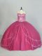 Modest Red Ball Gowns Sweetheart Sleeveless Tulle Brush Train Lace Up Beading and Sequins Sweet 16 Quinceanera Dress