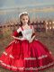 Trendy Coral Red Satin Lace Up Straps Sleeveless Floor Length Little Girls Pageant Dress Beading and Embroidery