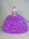 Noble Purple Lace Up 15th Birthday Dress Beading and Ruffles Sleeveless Floor Length