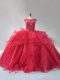 Fashionable Sleeveless Brush Train Lace Up Beading and Ruffles Quinceanera Gown