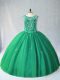 Ball Gowns Sweet 16 Quinceanera Dress Green Scoop Tulle Sleeveless Floor Length Lace Up