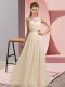 Perfect Floor Length Champagne Going Out Dresses Chiffon Sleeveless Beading