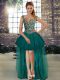 Luxurious Beading Custom Made Pageant Dress Dark Green Lace Up Sleeveless High Low