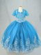 Sleeveless Floor Length Beading and Embroidery Lace Up Child Pageant Dress with Baby Blue