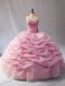Sweetheart Sleeveless Organza Ball Gown Prom Dress Beading and Pick Ups Lace Up