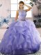 Lavender Sleeveless Beading and Ruffles Quinceanera Gown