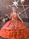 Amazing Orange Red Sleeveless Satin and Organza Lace Up Child Pageant Dress for Wedding Party