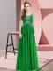 Green Empire Straps Cap Sleeves Chiffon Floor Length Beading Evening Outfits