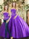 Purple Sleeveless Tulle Lace Up 15 Quinceanera Dress for Sweet 16 and Quinceanera