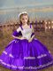 Purple Satin Lace Up Little Girl Pageant Dress Sleeveless Floor Length Beading and Embroidery