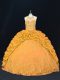 Floor Length Ball Gowns Sleeveless Gold Ball Gown Prom Dress Lace Up