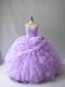 Artistic Scoop Sleeveless Sweet 16 Dresses Brush Train Beading and Ruffles Lavender Organza