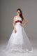 White Sleeveless Satin Brush Train Lace Up Wedding Gown for Wedding Party
