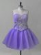 Lavender Prom Party Dress Prom and Party and Military Ball with Beading Sweetheart Sleeveless Lace Up