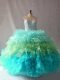 Elegant Organza Sweetheart Sleeveless Lace Up Beading and Ruffles Quinceanera Gown in Multi-color