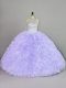 Fashion Organza Halter Top Sleeveless Lace Up Beading and Ruffles Quinceanera Dresses in Lavender