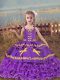 Glorious Organza Sleeveless Floor Length Little Girls Pageant Dress and Beading and Embroidery and Ruffled Layers