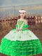 Green Sleeveless Floor Length Beading and Embroidery and Ruffled Layers Lace Up Kids Formal Wear