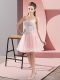 Captivating Pink Tulle Zipper Evening Dress Sleeveless Mini Length Beading