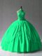 Modest Green Halter Top Neckline Appliques Sweet 16 Quinceanera Dress Sleeveless Lace Up