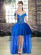 Tulle Sleeveless High Low Homecoming Gowns and Beading
