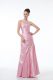 Baby Pink One Shoulder Lace Up Beading and Ruching Sleeveless
