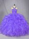 Trendy Purple Zipper Quinceanera Gown Beading Sleeveless Floor Length