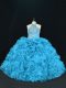 Best Blue Sleeveless Beading and Ruffles Floor Length Quinceanera Dresses