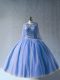 Ideal Blue Long Sleeves Beading Floor Length Quince Ball Gowns
