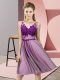 Romantic Knee Length Lilac Bridesmaid Gown Tulle Sleeveless Appliques