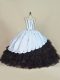 White And Black Column/Sheath Embroidery and Ruffled Layers Vestidos de Quinceanera Lace Up Satin and Organza Sleeveless Floor Length