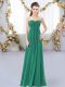 Gorgeous Floor Length Zipper Dama Dress Dark Green for Wedding Party with Ruching