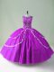 Scoop Sleeveless Quinceanera Dresses Floor Length Beading and Appliques Purple Tulle