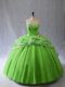 Affordable Ball Gowns Appliques and Ruffles Quince Ball Gowns Lace Up Tulle Sleeveless