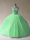 Perfect Ball Gowns Tulle Scoop Sleeveless Beading Floor Length Lace Up Ball Gown Prom Dress