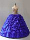 Elegant Royal Blue Lace Up Sweet 16 Dress Beading and Pick Ups Sleeveless Brush Train