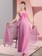 Rose Pink Empire Hand Made Flower Damas Dress Lace Up Chiffon Sleeveless Floor Length