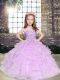 Ball Gowns Child Pageant Dress Lavender Straps Tulle Sleeveless Floor Length Lace Up