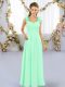 Sleeveless Chiffon Floor Length Lace Up Bridesmaids Dress in Apple Green with Hand Made Flower